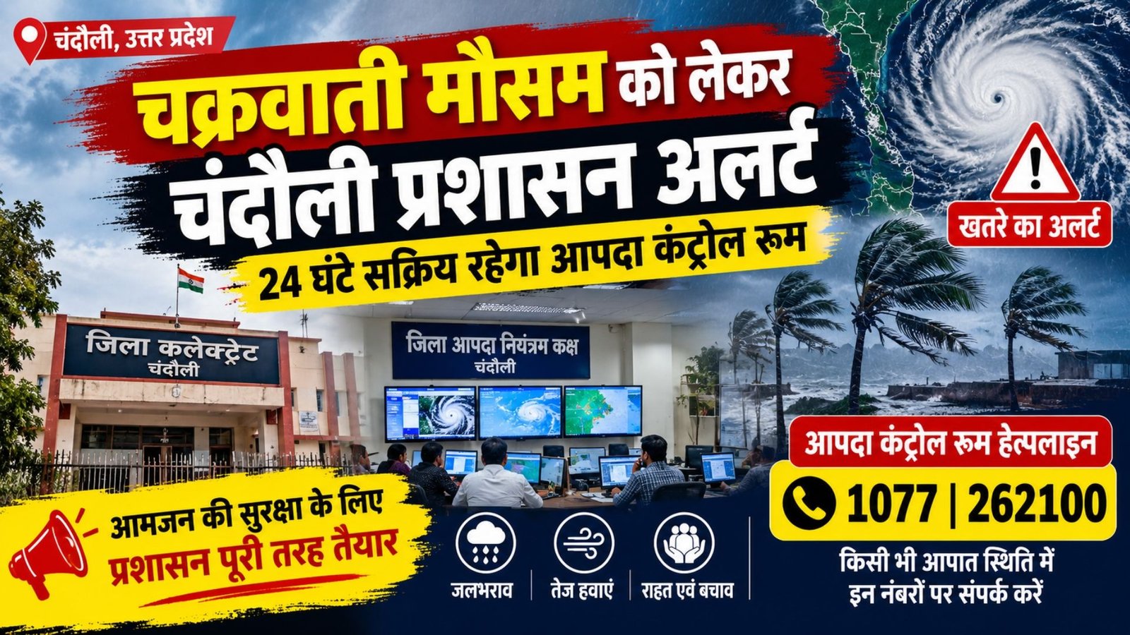 Chandauli News: चक्रवाती मौसम को लेकर प्रशासन अलर्ट, 24 घंटे सक्रिय रहेगा कंट्रोल रूम