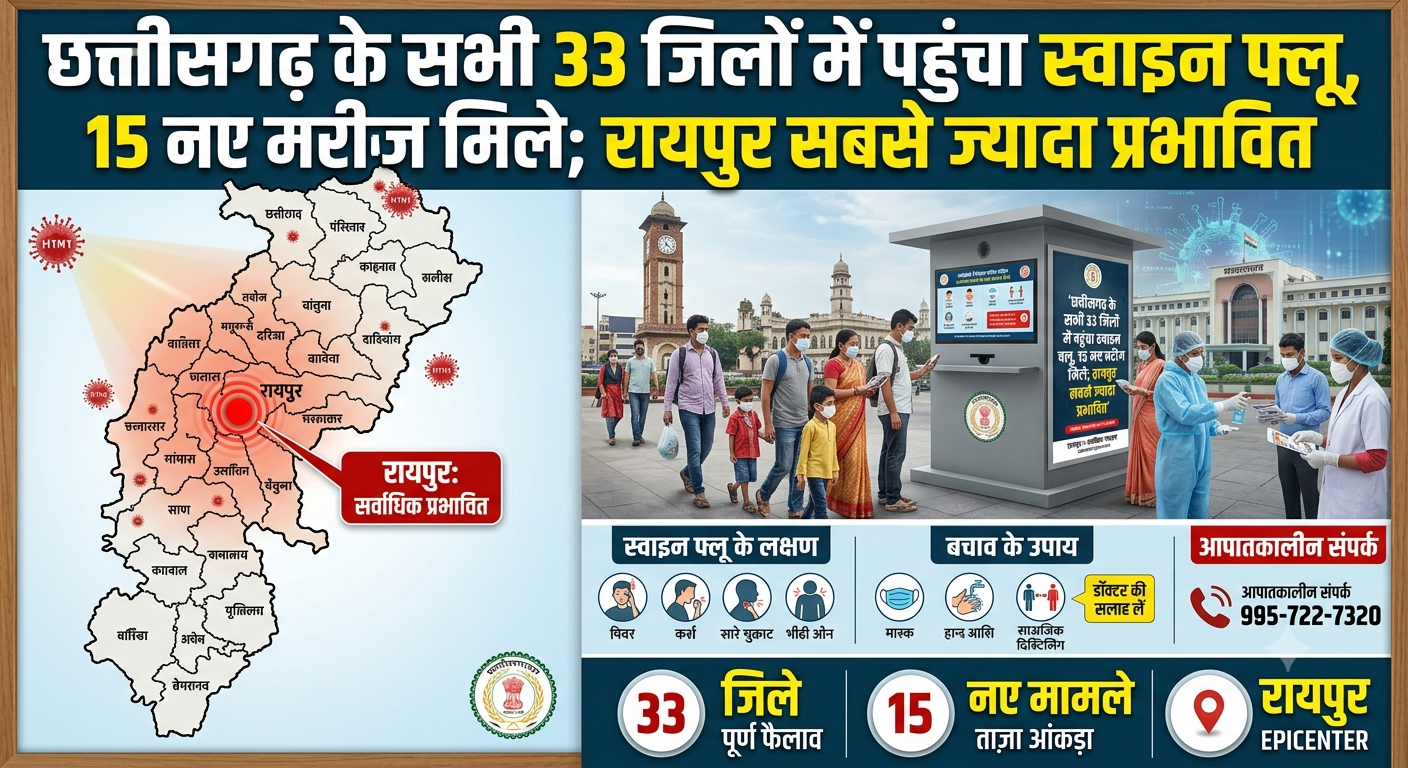 छत्तीसगढ़ के सभी 33 जिलों में पहुंचा स्वाइन फ्लू, 15 नए मरीज मिले; रायपुर सबसे ज्यादा प्रभावित